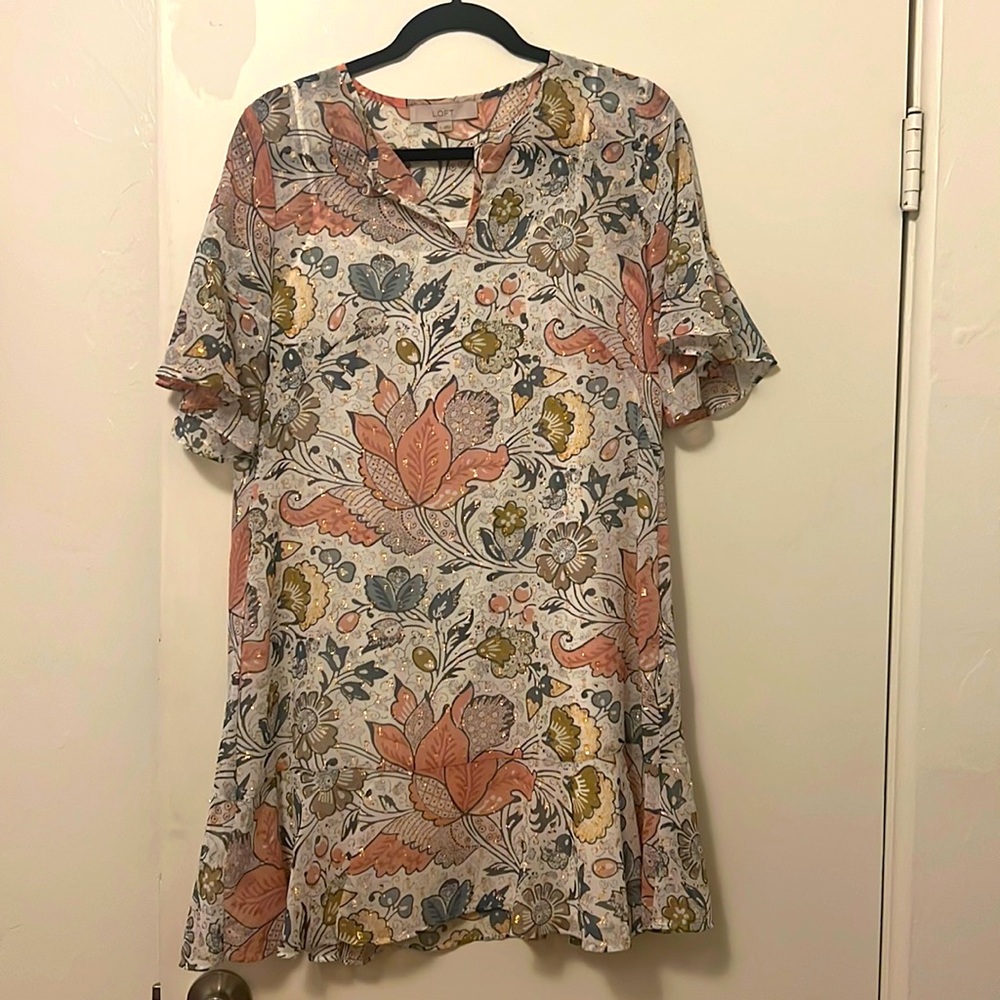 floral dress with gold embroidery designs